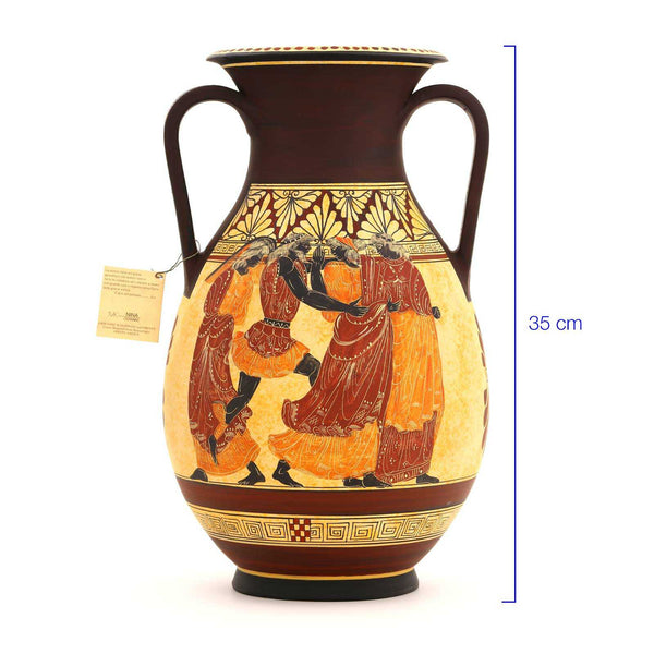 Ânfora Desenho Grego com 2 Alças em Cerâmica 35 cm
