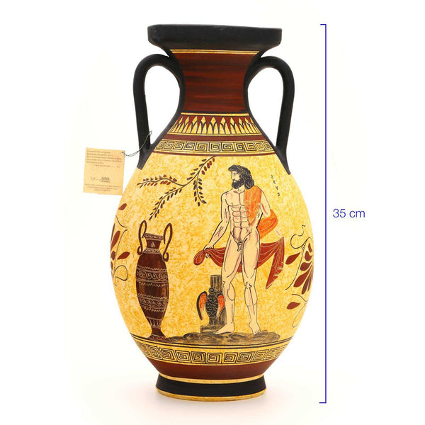 Ânfora Desenho Grego com Duas Alças em Cerâmica 35 cm
