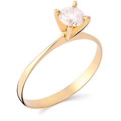 Solitário em Ouro Amarelo 18 k com Diamante