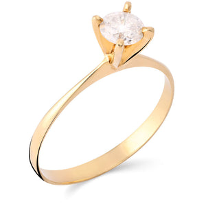 Solitário em Ouro Amarelo 18 k com Diamante