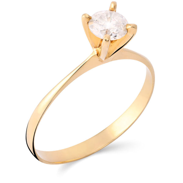 Solitário em Ouro Amarelo 18 k com Diamante