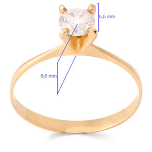 Solitário em Ouro Amarelo 18 k com Diamante