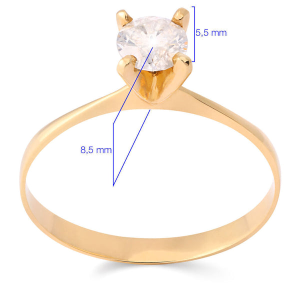Solitário em Ouro Amarelo 18 k com Diamante