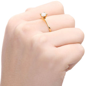 Solitário em Ouro Amarelo 18 k com Diamante