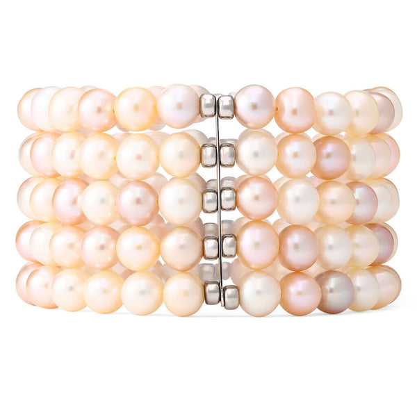 Pulseira em prata 925 de Pérolas de Água Doce 5 voltas