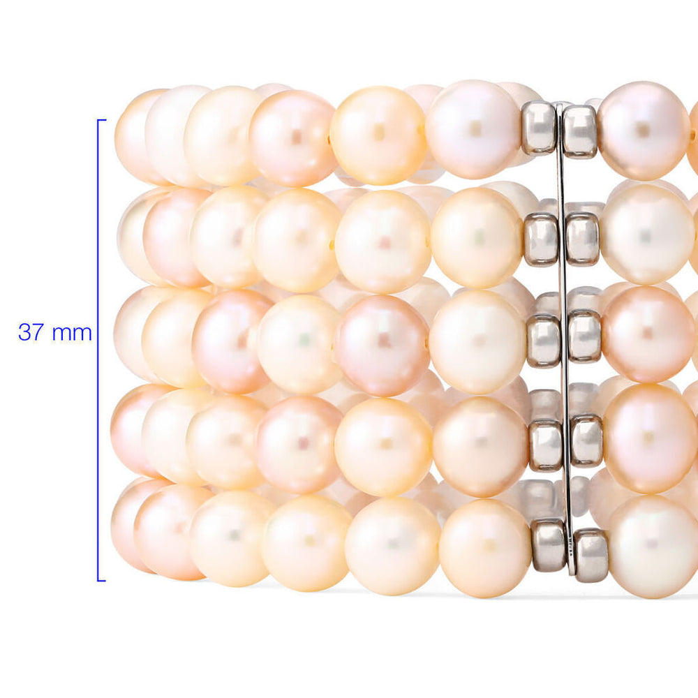 Pulseira em prata 925 de Pérolas de Água Doce 5 voltas