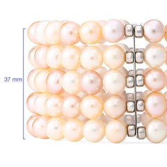Pulseira em prata 925 de Pérolas de Água Doce 5 voltas