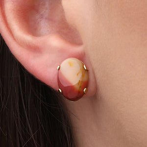 Par de Brinco em Ouro Amaelo 18k com Agata