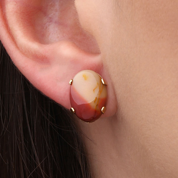 Par de Brinco em Ouro Amaelo 18k com Agata