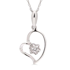 Pingente Coração em Ouro Branco 18k com Diamantes