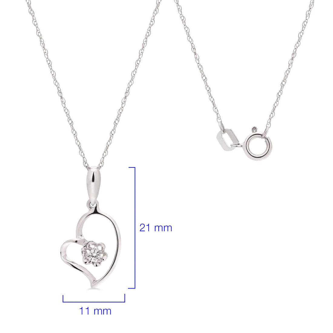 Pingente Coração em Ouro Branco 18k com Diamantes