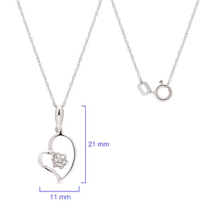 Pingente Coração em Ouro Branco 18k com Diamantes