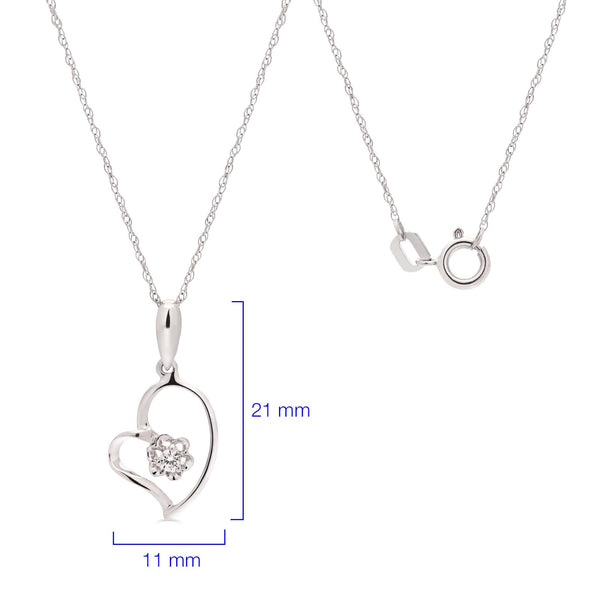 Pingente Coração em Ouro Branco 18k com Diamantes