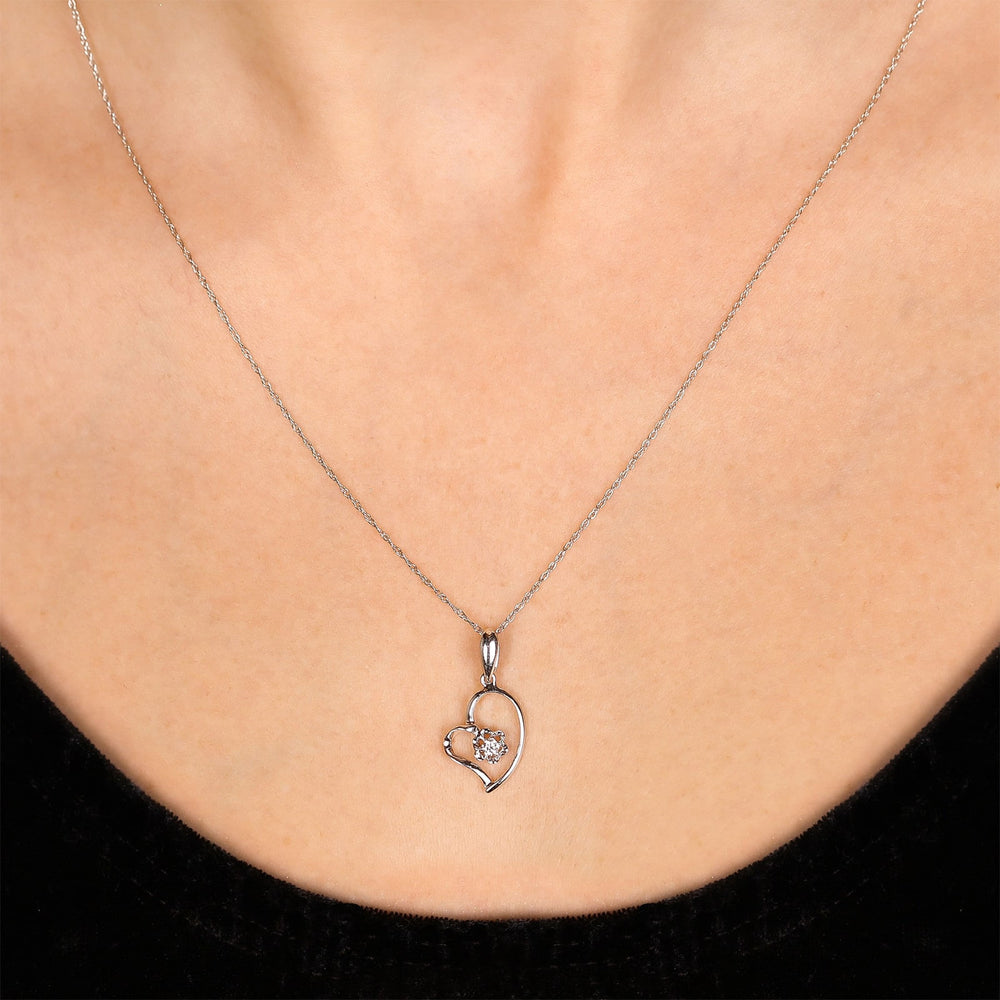 Pingente Coração em Ouro Branco 18k com Diamantes