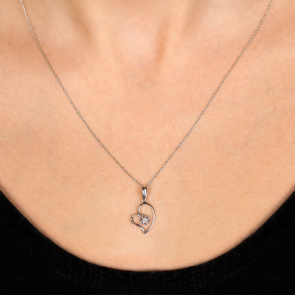 Pingente Coração em Ouro Branco 18k com Diamantes