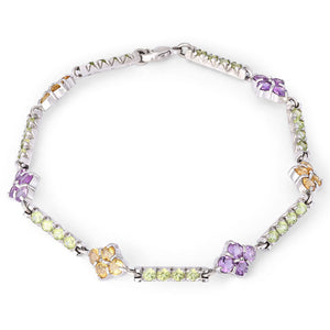 Pulseira em Ouro Branco 18k com Pedras Brasileiras