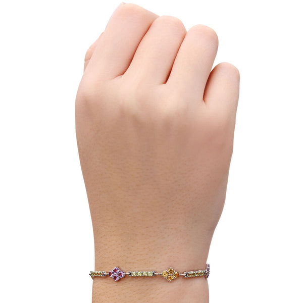 Pulseira em Ouro Branco 18k com Pedras Brasileiras