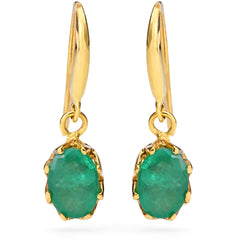 Par de Brinco em Ouro Amarelo 18k Cestinha com Esmeralda