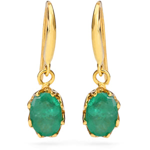 Par de Brinco em Ouro Amarelo 18k Cestinha com Esmeralda