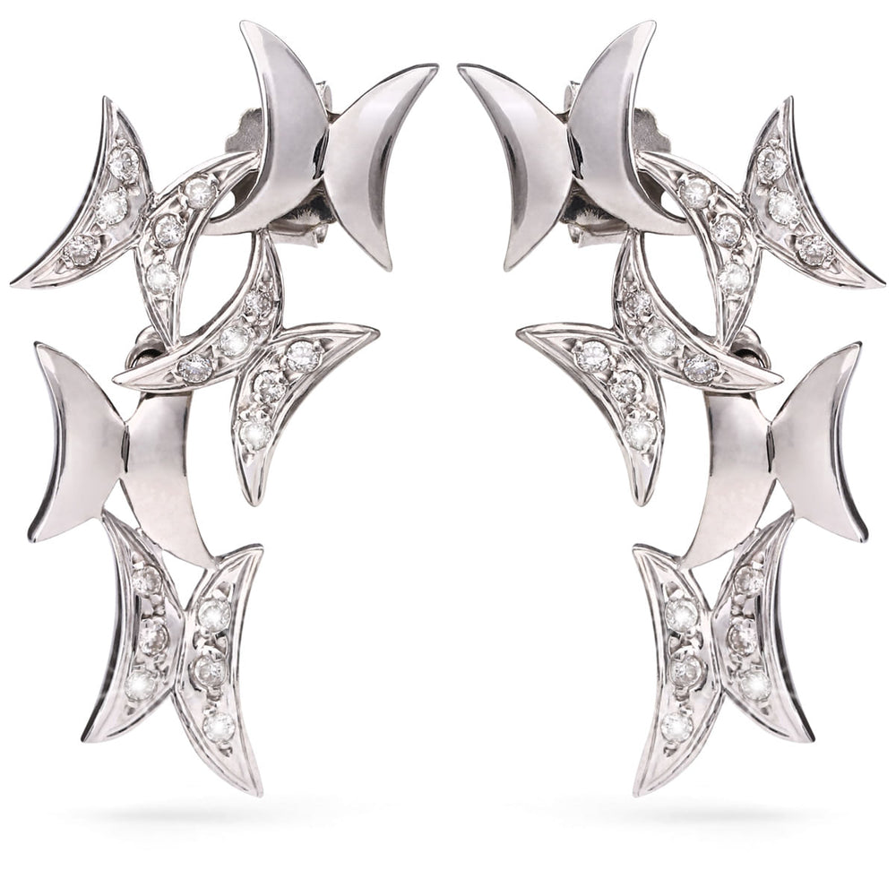 145775-Par de Brinco em Ouro Branco Com Diamantes