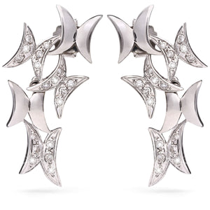 145775-Par de Brinco em Ouro Branco Com Diamantes