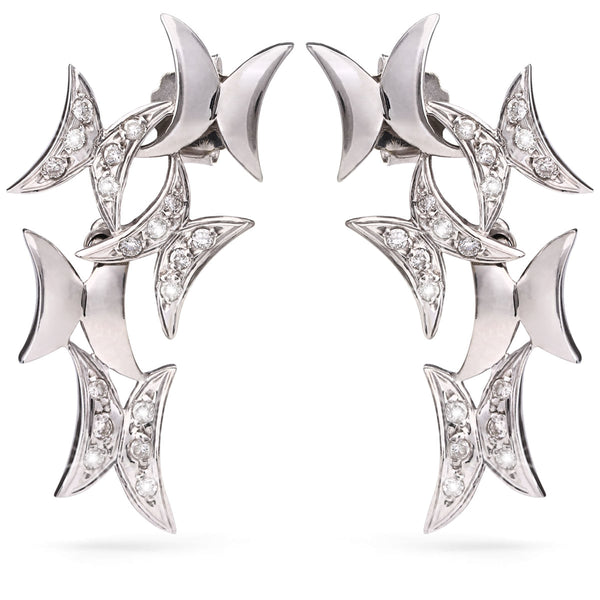 145775-Par de Brinco em Ouro Branco Com Diamantes