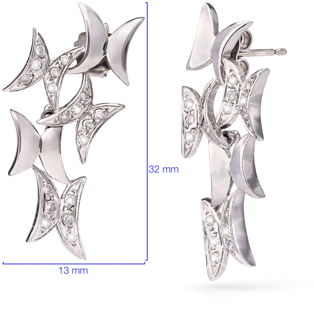 Par de Brinco em Ouro Branco Com Diamantes