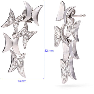 145775-Par de Brinco em Ouro Branco Com Diamantes