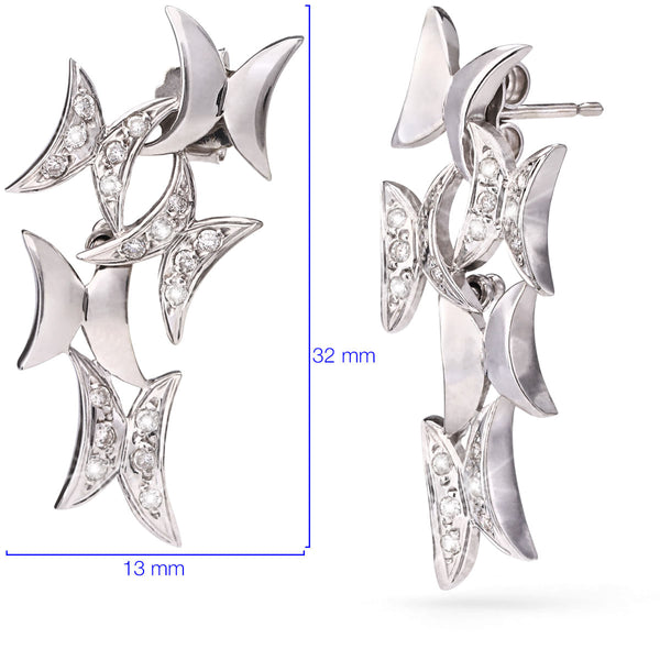 145775-Par de Brinco em Ouro Branco Com Diamantes