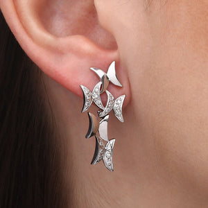 145775-Par de Brinco em Ouro Branco Com Diamantes