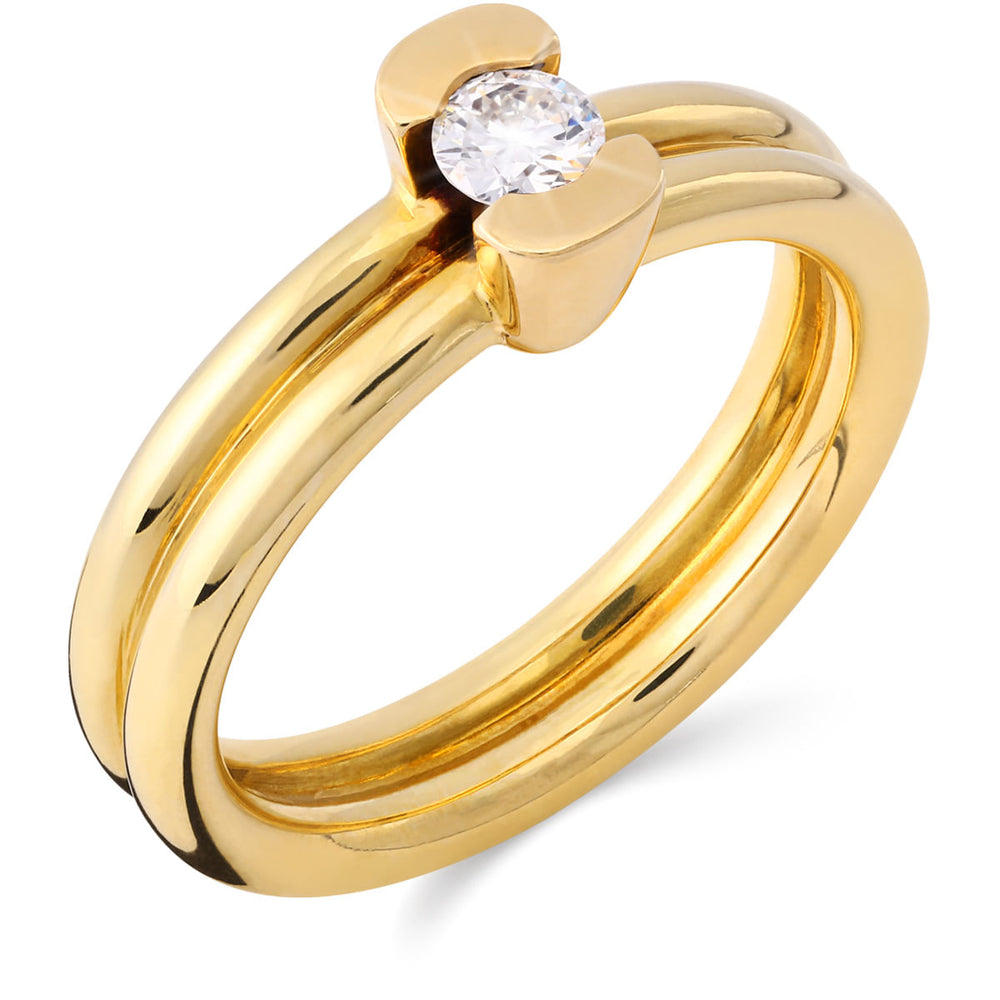 145968 - Anel em Ouro Amarelo 18 k Solitário de Diamante Aprox. 20 pts