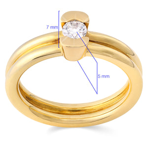 145968 - Anel em Ouro Amarelo 18 k Solitário de Diamante Aprox. 20 pts