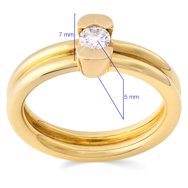 145968 - Anel em Ouro Amarelo 18 k Solitário de Diamante Aprox. 20 pts