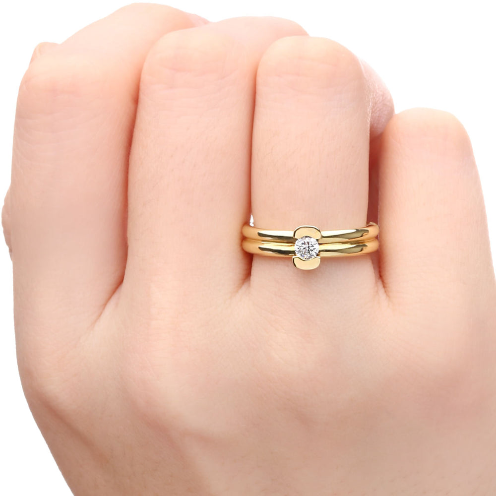 145968 - Anel em Ouro Amarelo 18 k Solitário de Diamante Aprox. 20 pts