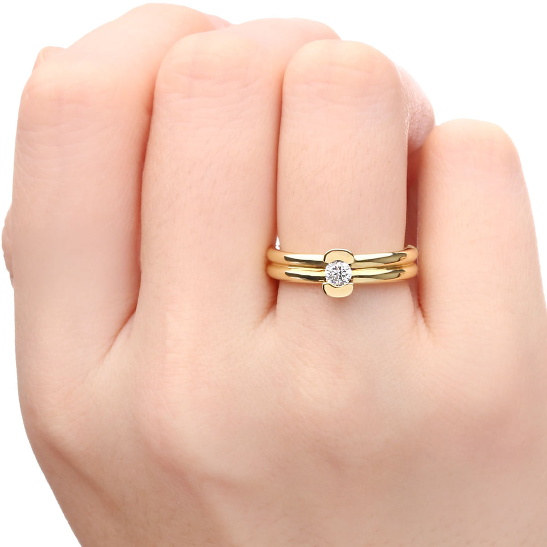 Anel em Ouro Amarelo 18 k Solitário de Diamante Aprox. 20 pts