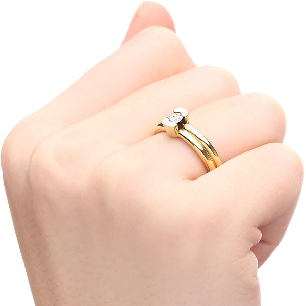 145968 - Anel em Ouro Amarelo 18 k Solitário de Diamante Aprox. 20 pts