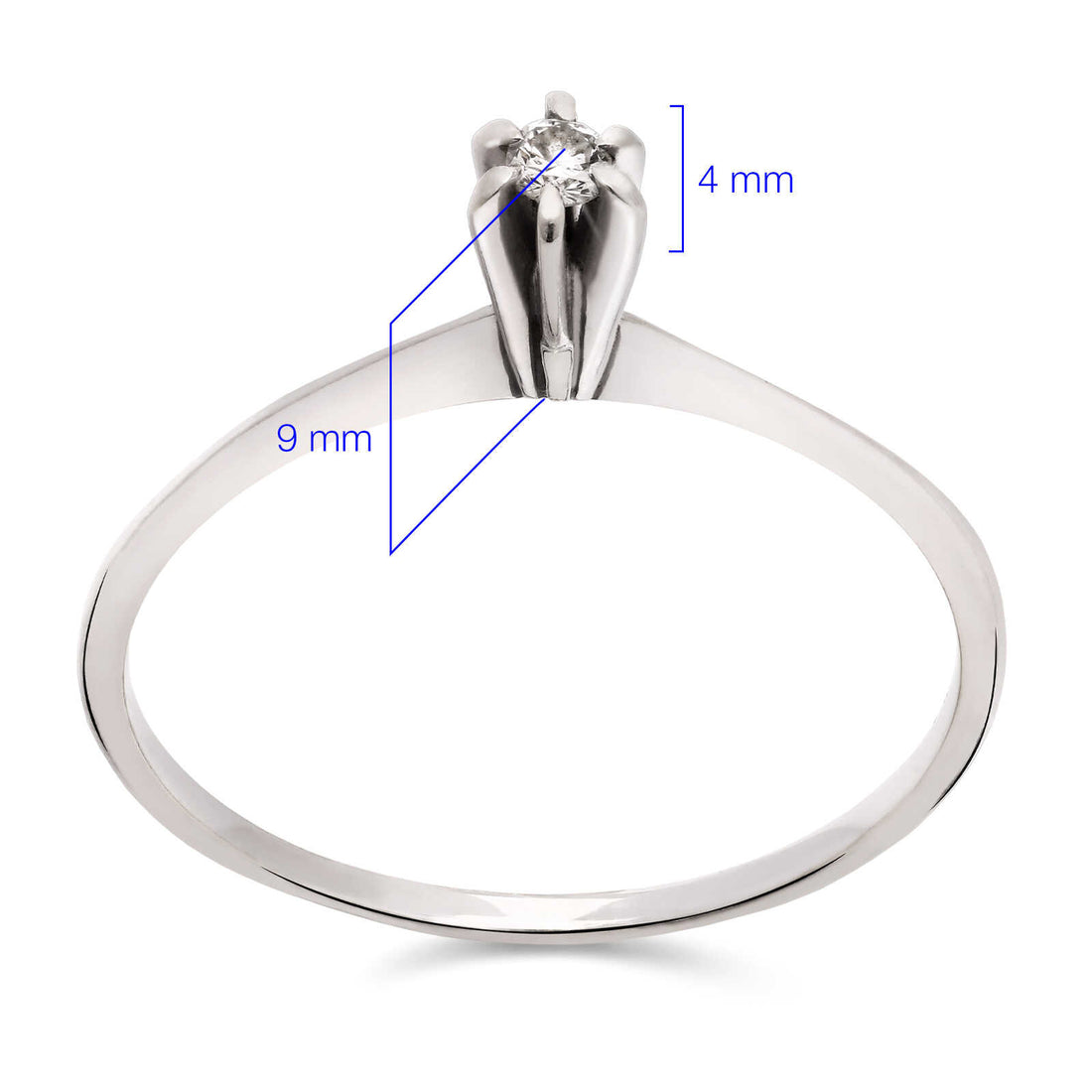 Anel Solitário com Diamante em Ouro Branco 18k