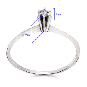 Anel Solitário com Diamante em Ouro Branco 18k