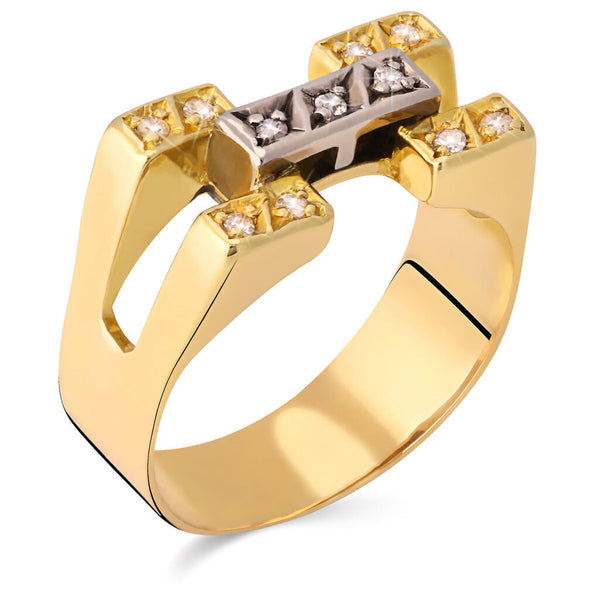 Anel em Ouro Amarelo 18k com Diamantes