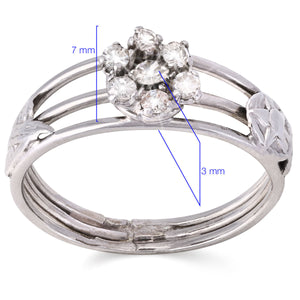 Anel em Ouro Branco com Flor de Diamantes Aros Vazados