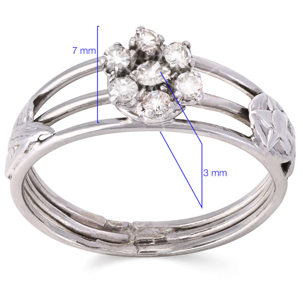 Anel em Ouro Branco com Flor de Diamantes Aros Vazados