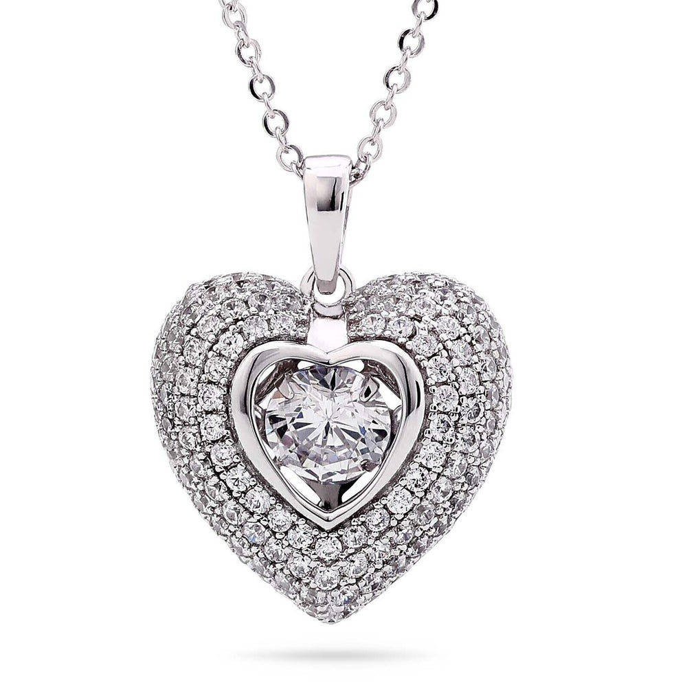 Pingente em Prata 925 Coração Dancing Diamond com Zircônias