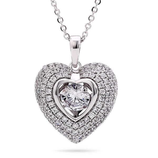 Pingente em Prata 925 Coração Dancing Diamond com Zircônias