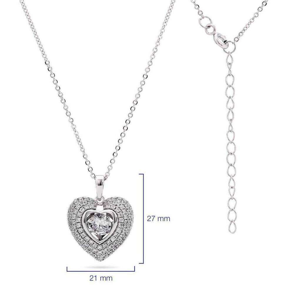 Pingente em Prata 925 Coração Dancing Diamond com Zircônias