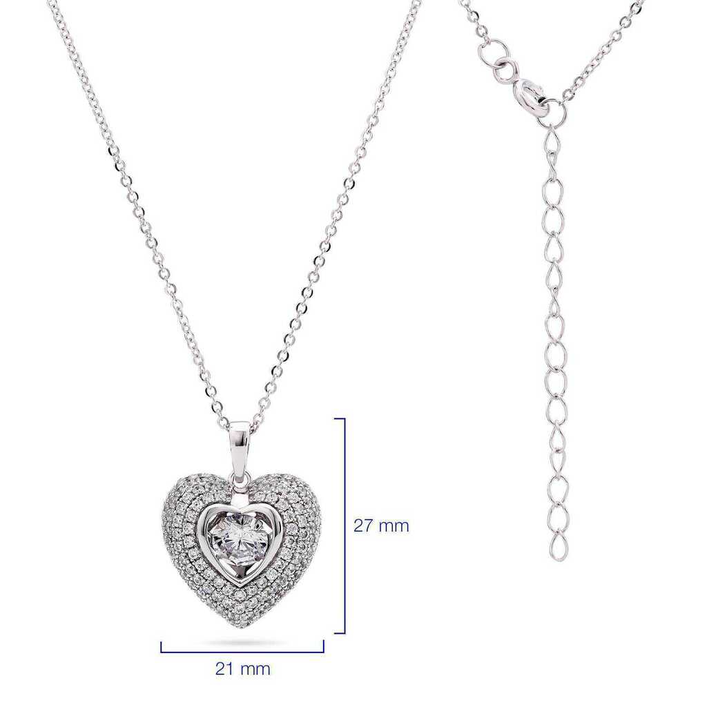 Pingente em Prata 925 Coração Dancing Diamond com Zircônias