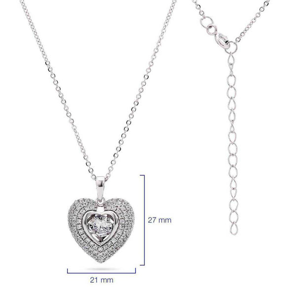 Pingente em Prata 925 Coração Dancing Diamond com Zircônias