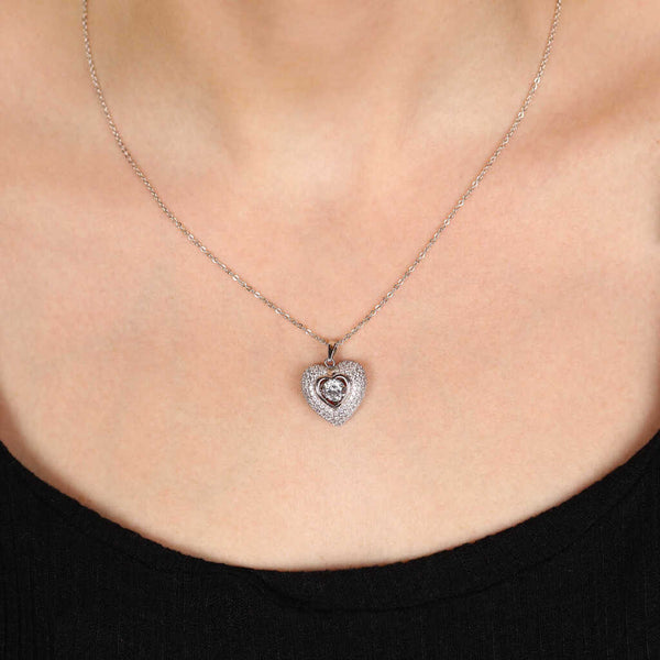 Pingente em Prata 925 Coração Dancing Diamond com Zircônias