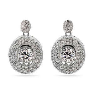 Par de Brinco em Prata 925 Oval Dancing Diamond com Zircônias