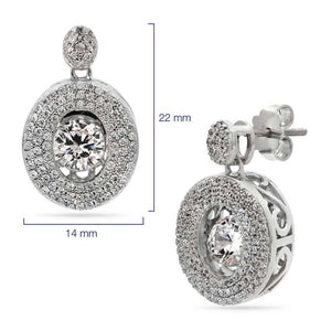 Par de Brinco em Prata 925 Oval Dancing Diamond com Zircônias