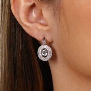 Par de Brinco em Prata 925 Oval Dancing Diamond com Zircônias